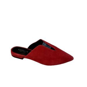 CECELIA NEW YORK Women's Moxy Suede Leather Flat Mule/Slides Shoes Red Size 7.5